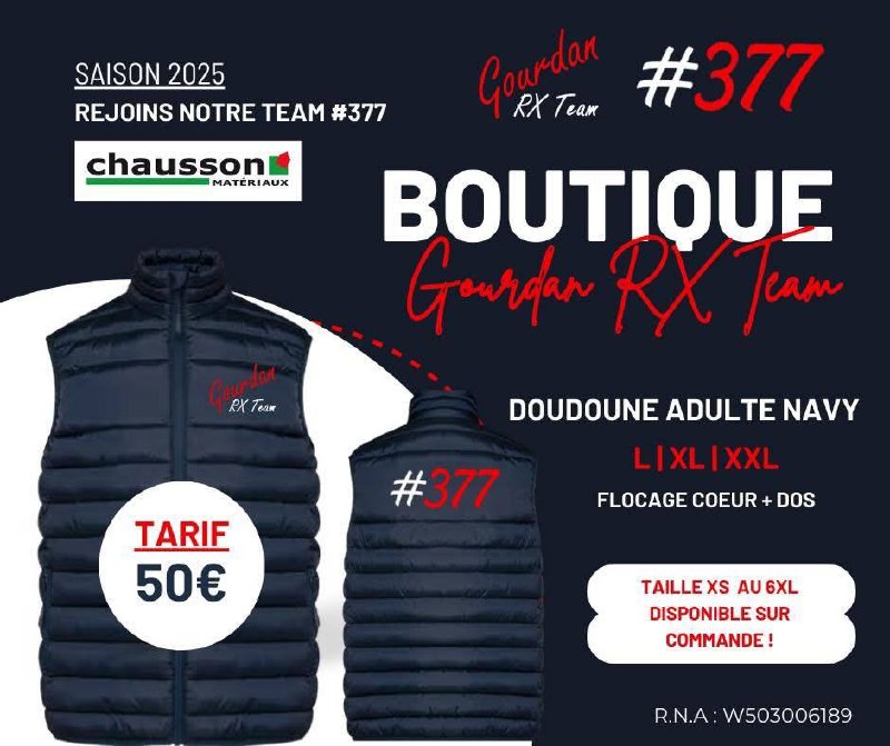 Doudoune adulte navy Gourdan RX Team