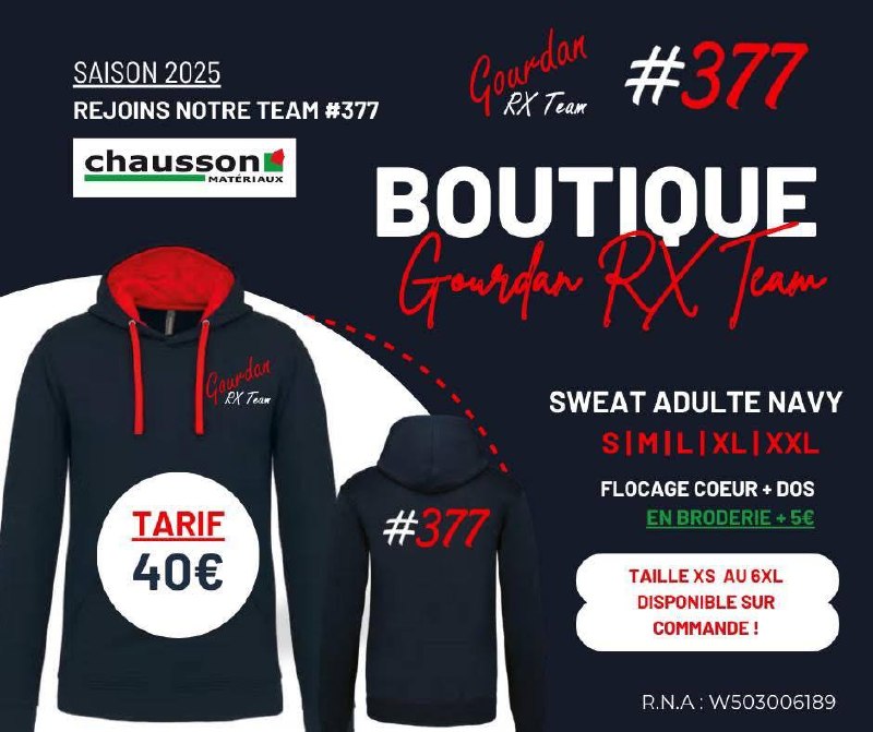 Sweat adulte navy Gourdan RX Team
