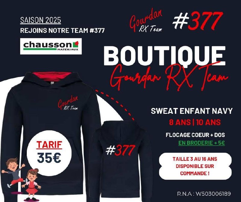 Sweat enfant navy Gourdan RX Team