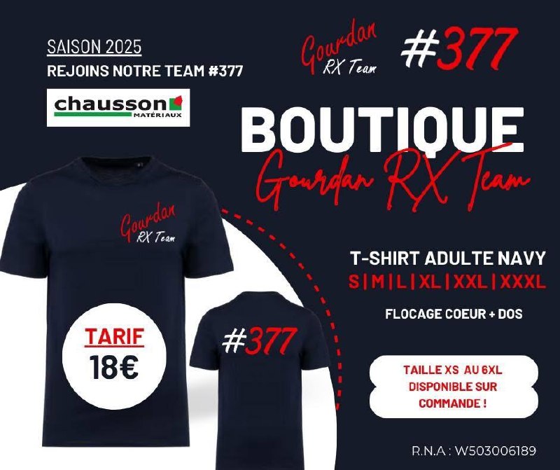 T-shirt adulte navy Gourdan RX Team