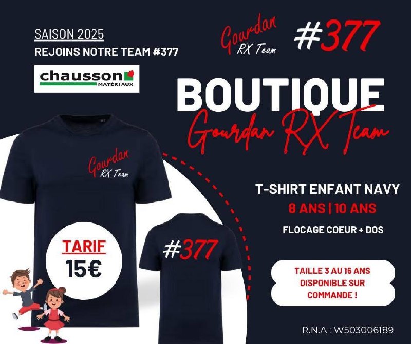 T-shirt enfant navy Gourdan RX Team